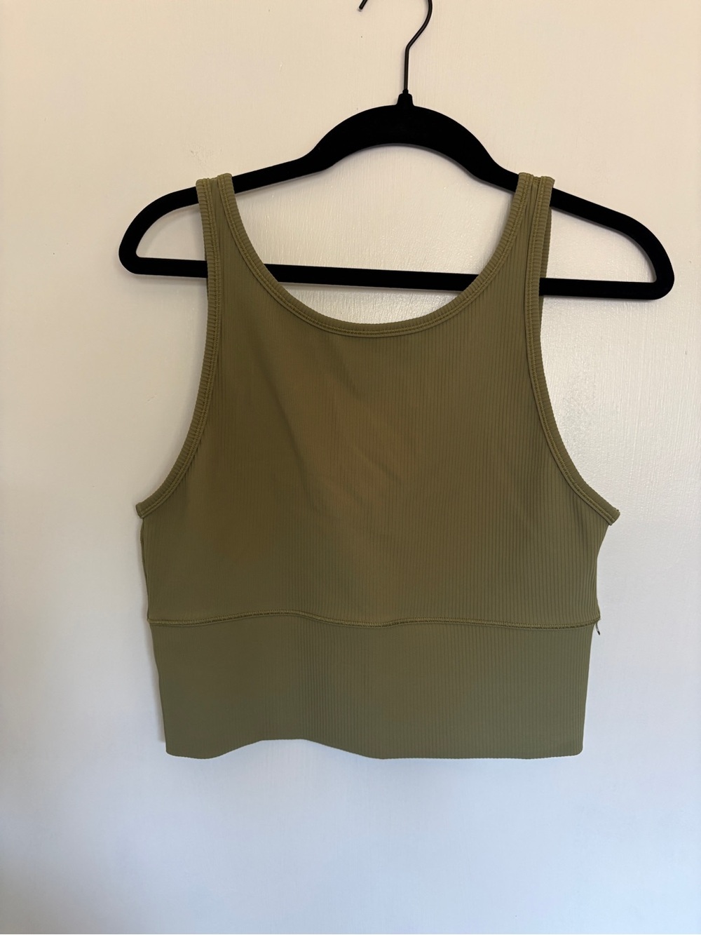 Lululemon Power Pivot Olive Green Ribbed Tank